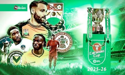 This poster regarding new season of EFL Cup starts on July 29, 2025 between Barnet and Newport County teams for Preliminary Round plays.