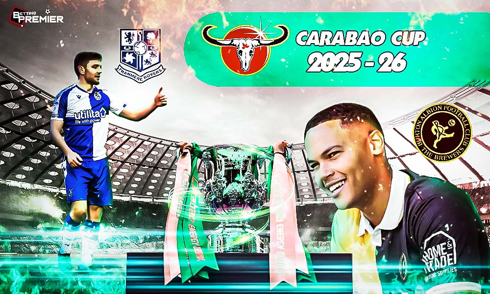This poster determines the first round of the Carabao Cup 2025-26 season, in which the Tranmere and Burton teams compete this weekday.