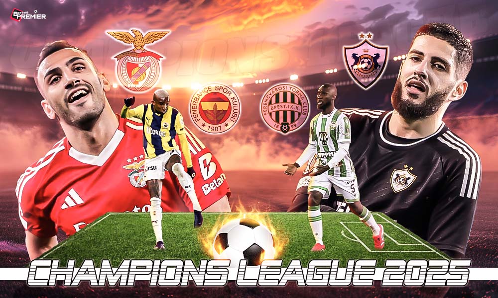 This poster represents football clubs on the occasion of the UEFA Champions League.