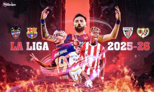 image shows the key players in Levante, Barcelona, Athletic Club Rayo Vallecano