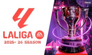 This poster shows Spanish football clubs that will play in the La Liga 2025-26 season.