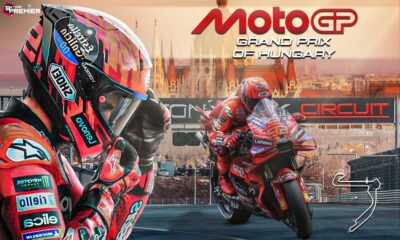 This thumbnail poster depicts Marc Marquez on the MotoGP 2025 Hungarian GP occasion.