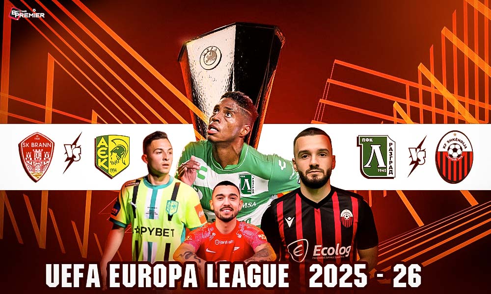 Image represents the key players in AEK Larnaca, Brann Ludogorets, Shkëndija.
