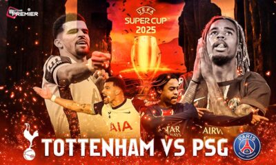 This poster determines the football world's pivotal title match, the UEFA Super Cup final between the PSG and Tottenham teams.