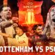 This poster determines the football world's pivotal title match, the UEFA Super Cup final between the PSG and Tottenham teams.
