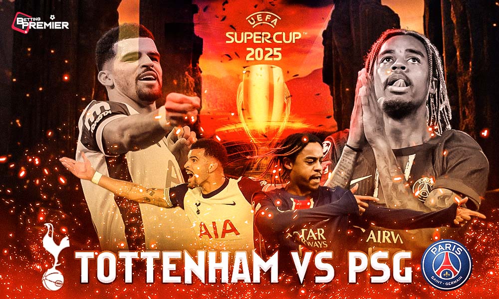 This poster determines the football world's pivotal title match, the UEFA Super Cup final between the PSG and Tottenham teams.