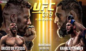 Image represents the middle weight champion Dricus Du Plessis and Khamzat Chimaev.