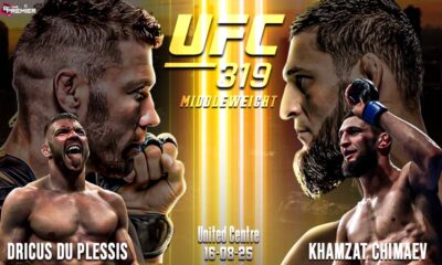 Image represents the middle weight champion Dricus Du Plessis and Khamzat Chimaev.