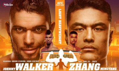 Poster of UFC Fight Night 257 featuring Johnny Walker vs Zhang Mingyang in a light heavyweight showdown.