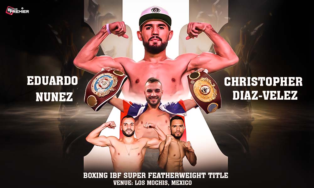 This poster depicts Eduardo 'Sugar' Nunez vs Christopher 'Pitufo' Diaz for the IBF super featherweight title on September 7, 2025.