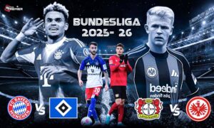 This poster shows German football players on the occasion of the upcoming Bundesliga matchday 3.