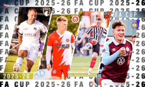 The image highlights football competition, with the electrifying FA Cup 2025-26 season entering the third qualifying round.