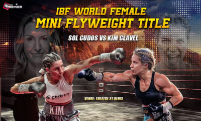 This poster shows Kim Clavel and Sol Cudos fighting in the upcoming IBF Mini Flyweight bout.