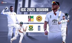 Poster showing the key players in the match Zimbabwe vs Sri Lanka and England vs South Africa.