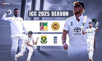 Poster showing the key players in the match Zimbabwe vs Sri Lanka and England vs South Africa.