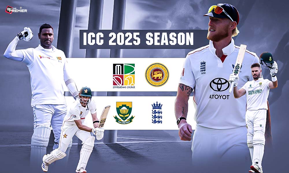 Poster showing the key players in the match Zimbabwe vs Sri Lanka and England vs South Africa.