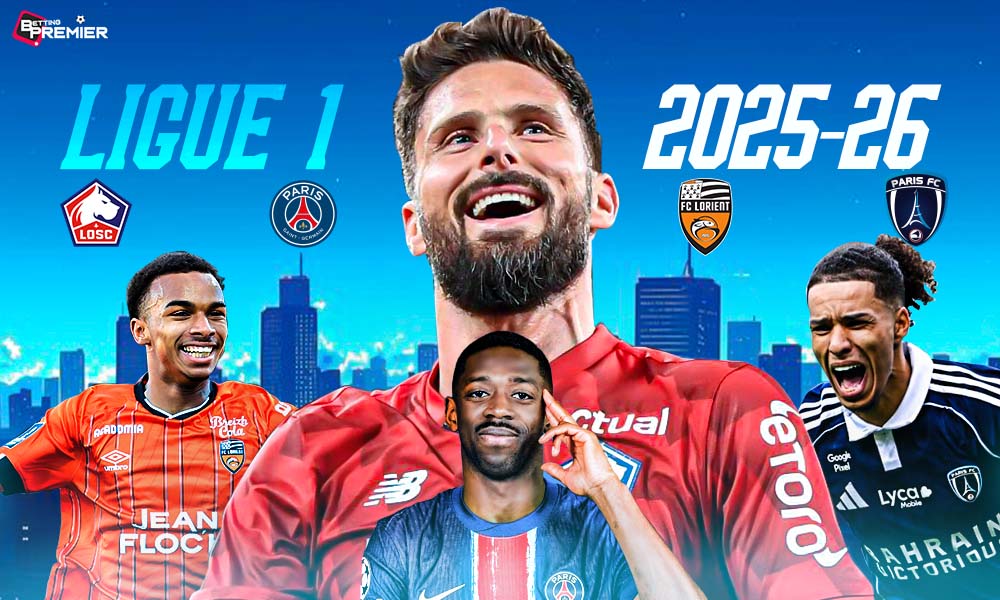 This poster shows French football clubs representing the upcoming Ligue 1 2025-26 season's matchday 7.