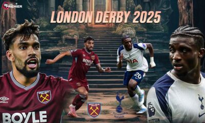 This poster denotes that derbies globally have an upcoming London Derby 2025, West Ham vs. Tottenham, in the football world.