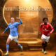 Manchester Derby 2025 poster showing Manchester United and Manchester City players.