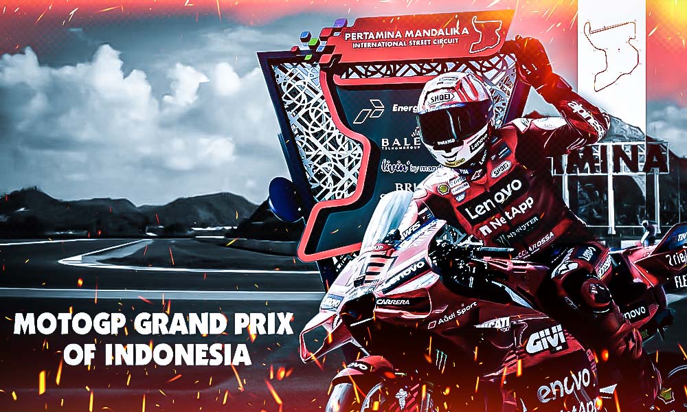 This poster shows rider Marc Márquez, representing the upcoming MotoGP Grand Prix of Indonesia 2025.
