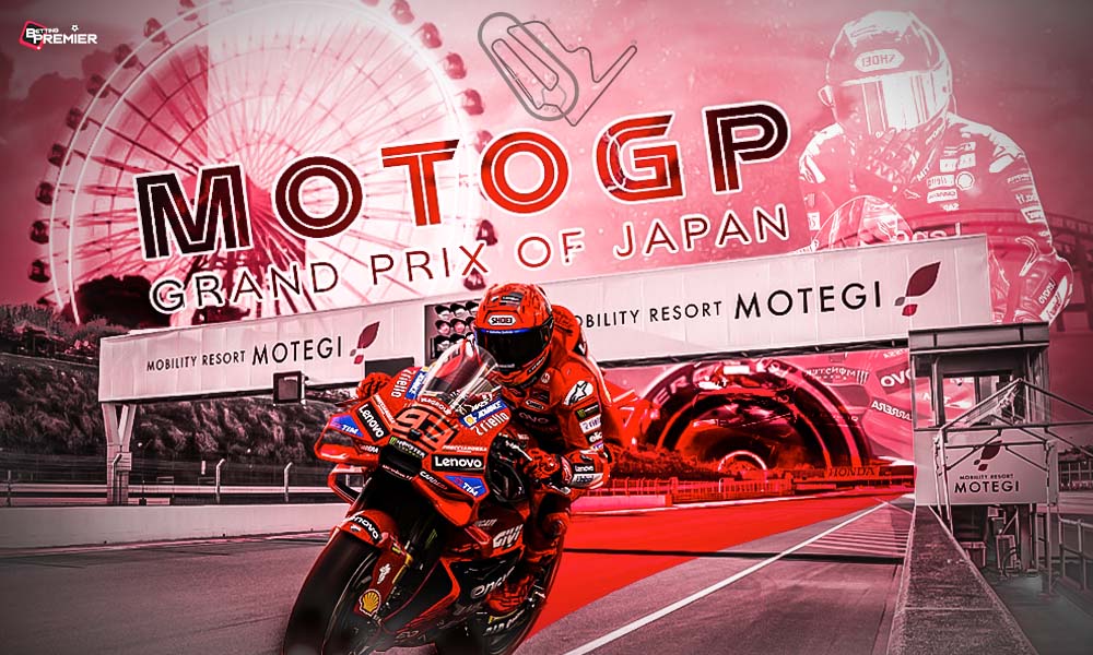 This poster shows rider Marc Marquez, representing the upcoming Grand Prix of Japan 2025.