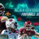 The poster denotes that the NCAA Division I FBS football 2025 season will run in week 3 between top-tier club combats.