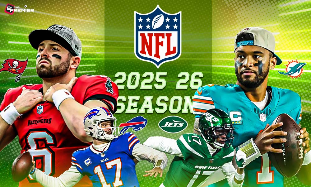 This poster shows American football teams for the upcoming NFL 2025-26 season’s week 3 matches.