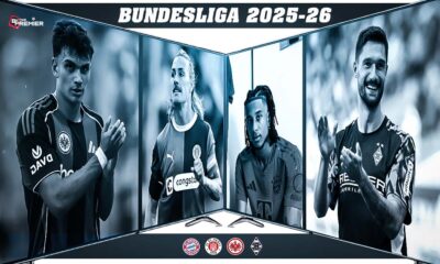 This poster shows German football teams battling, representing the upcoming Bundesliga 2025-26 season.