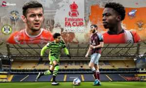 This poster shows players representing the upcoming English FA Cup First Round Proper.
