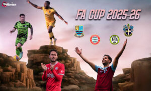 This poster shows teams representing the upcoming FA Cup 4th Qualifying Round fixtures.