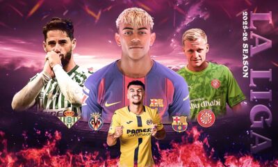 image shows the key players of Barcelona vs Girona and Villarreal vs Real Betis