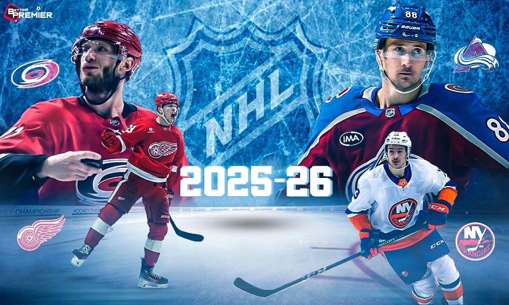 This poster shows NHL teams representing the upcoming NHL 2025-26 regular season matches.