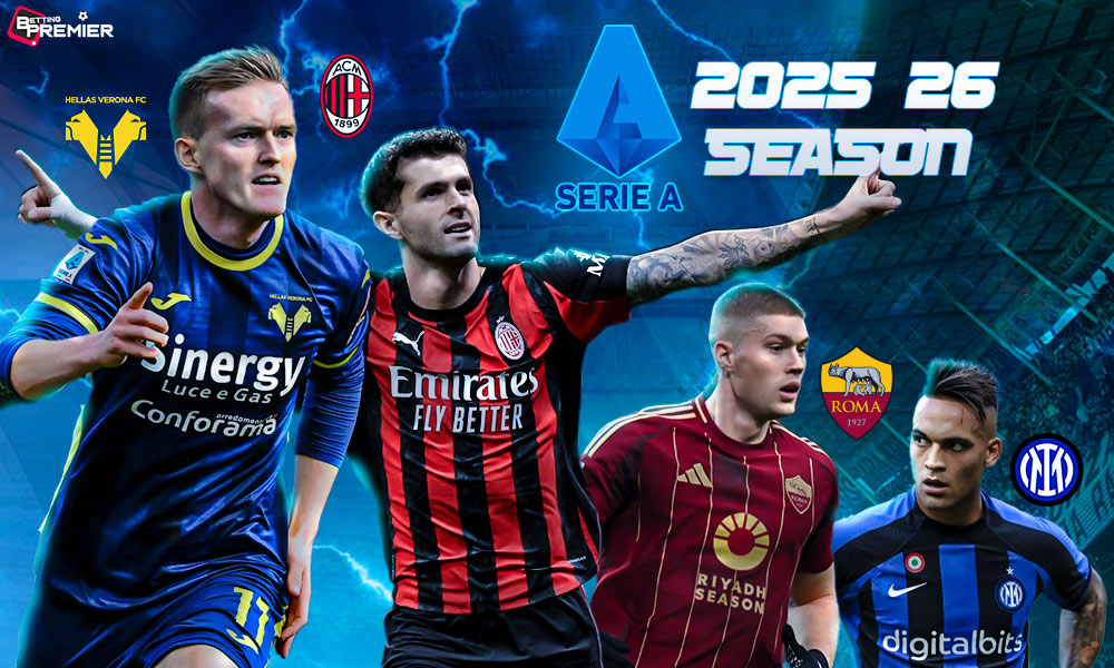 Poster shows the key players in the team, Milan vs Roma, and Verona vs Inter.