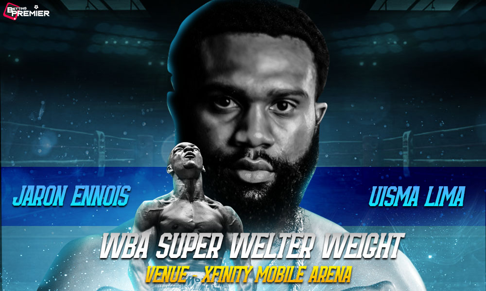 This poster represents the upcoming Jaron Ennis vs Uisma Lima WBA Super Welterweight bout.