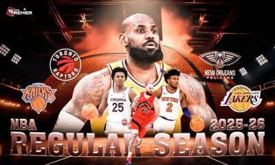 This poster shows players representing the upcoming NBA 2025-26 season clash