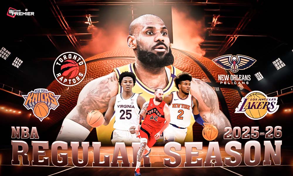 This poster shows players representing the upcoming NBA 2025-26 season clash