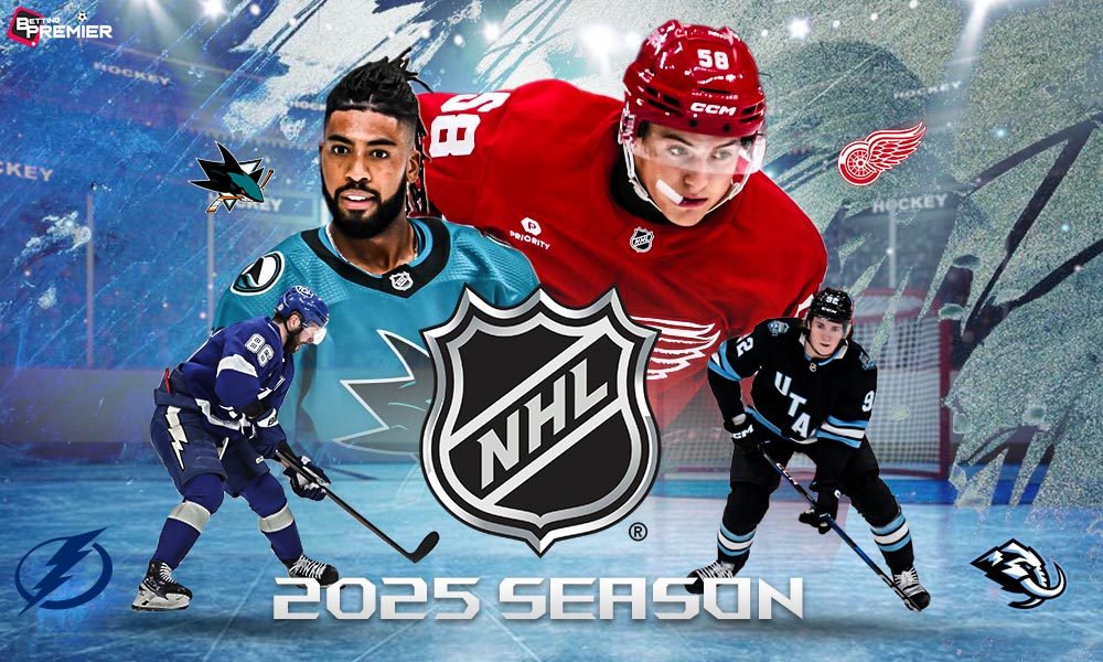 This poster shows teams representing the upcoming NHL 2025-26 season matches.