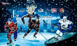 This poster shows ice hockey teams representing the upcoming NHL 2025-26 Regular Season.