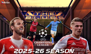 This poster shows teams representing the upcoming UEFA Champions League 2025-26