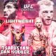 The pictures depict an MMA world featuring the next UFC Fight Night match, Tsarukyan vs. Hooker, which will take place in Qatar.