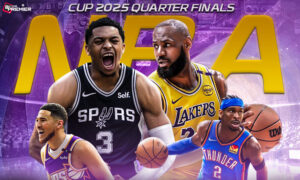This poster shows the NBA teams that represent the upcoming NBA Cup games.