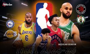 This poster represents the upcoming NBA games.