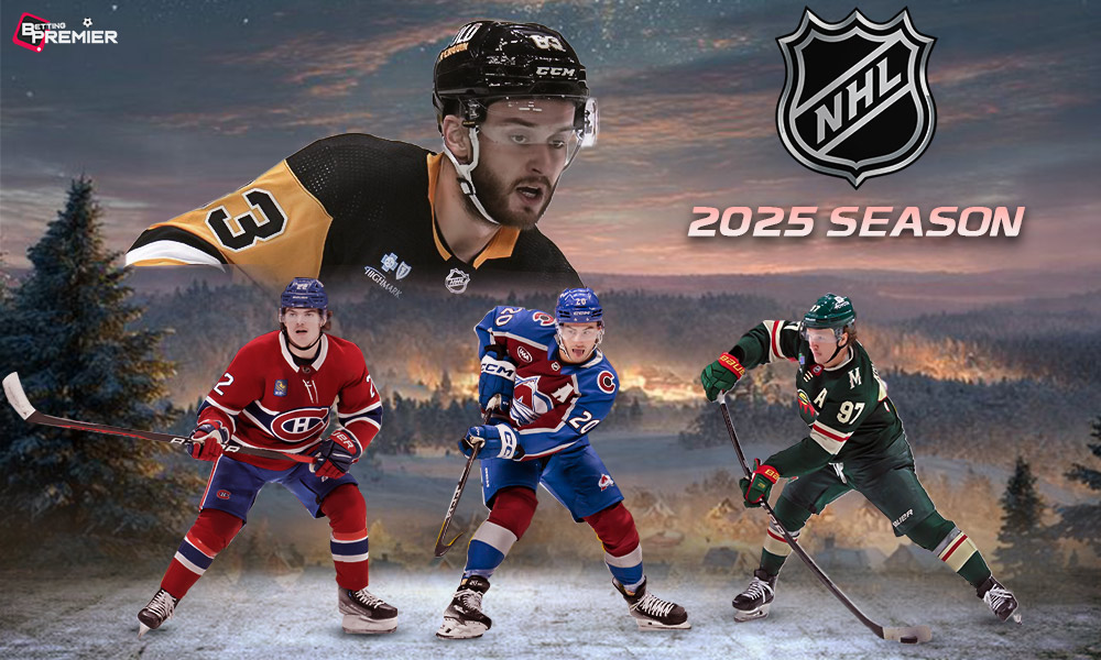 This poster shows the NHL teams representing the upcoming NHL Regular Season games.
