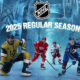 This poster shows ice hockey teams representing the upcoming NHL Regular Season matches.