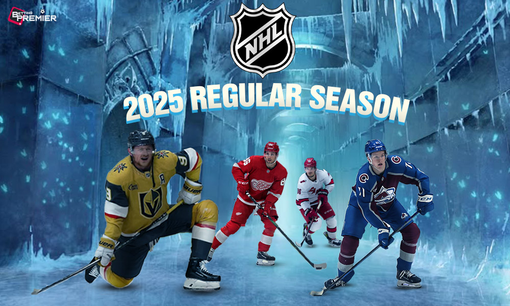 This poster shows ice hockey teams representing the upcoming NHL Regular Season matches.