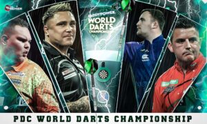 The picture emphasizes globe darts, with the top PDC World Darts Championship 2026 tournament entering the 2nd round.