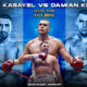 Image shows Agit Kabayel facing off against Damian Knyba for the upcoming fight
