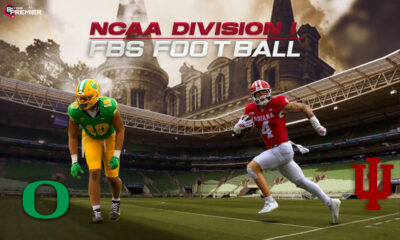 Image shows the key players in the Indiana Hoosiers vs. the Oregon Ducks game in NCAA Division I FBS Football.