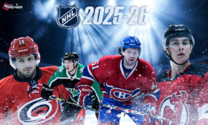 This image is a poster that represents ice hockey teams for the upcoming NHL games.