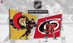 This image represents the Senators vs Hurricanes game for the upcoming NHL game